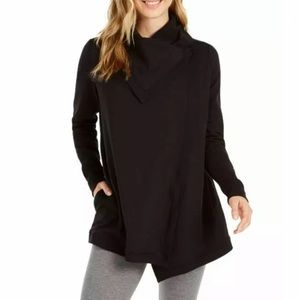 Ideology Long Sleeve Snap-Front Knit Wrap Black
